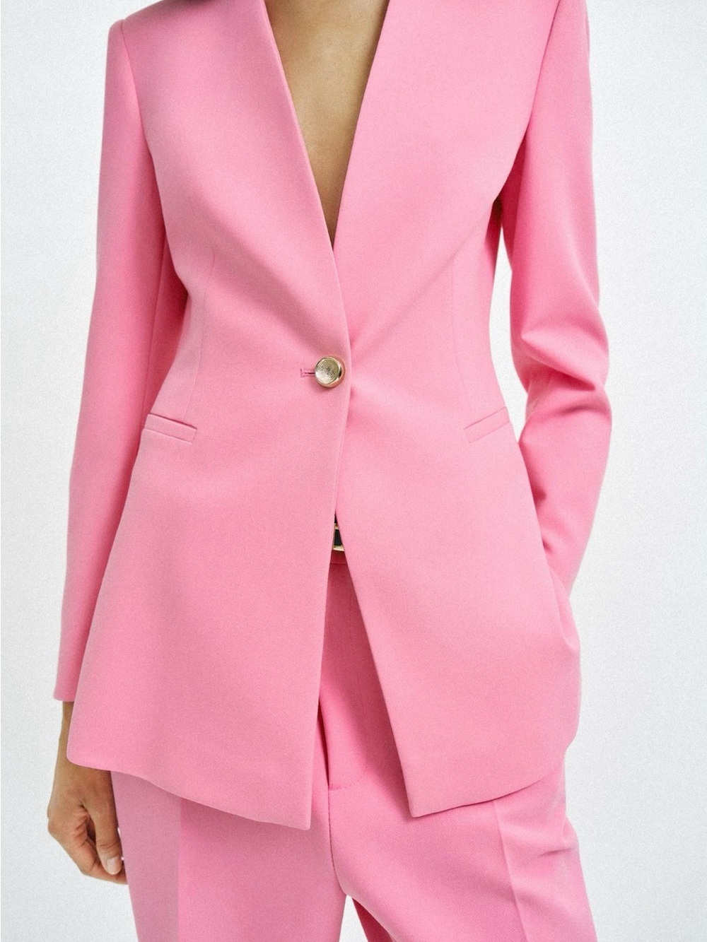 Zara Pink Single-Button V-Neck Blazer - Picture 6 of 10